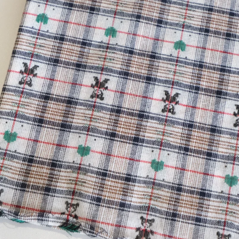 Handmade Cotton Plaid Fabric Skirt DIY Headband Set Sewn Fabric Home Decor Fabric by the Yard All Cotton Plaid Design 3