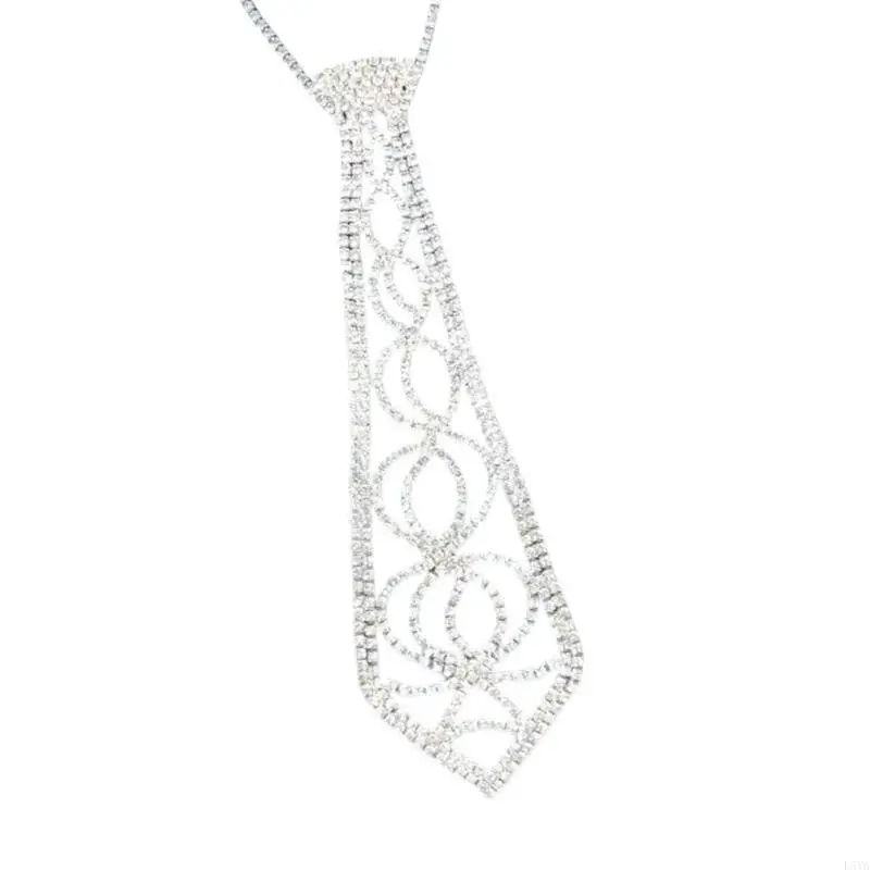 L5YA ربطة عنق عصرية بأحجار الراين وربطة عنق وربطة عنق مجوهرات كريستالية للنساء للحفلات والارتداء اليومي العصري