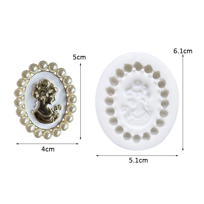 Girl Pearl Frame Silicone Mold Sugarcraft Cupcake Baking Mold Resin Tools Fondant Cake Decorating Tools