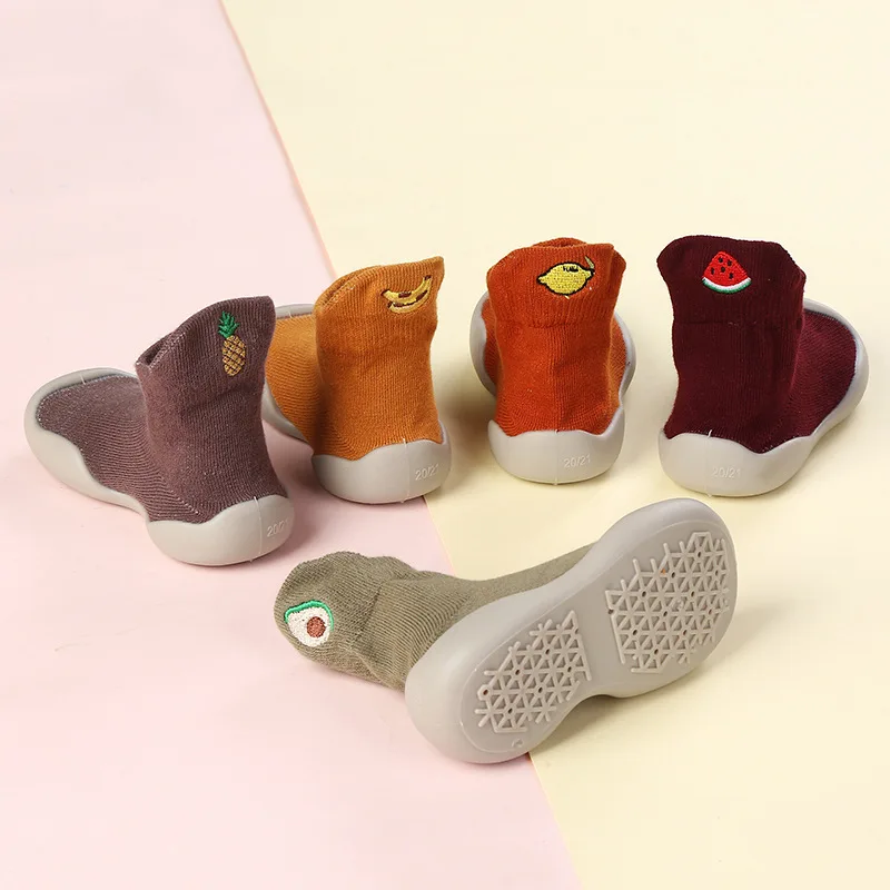 

Baby Shoes First Shoes Cute Fruit Embroidery Toddler Shoes First Walker Boys Girls Soft Rubber Sole Kids Anti-Slip Booties