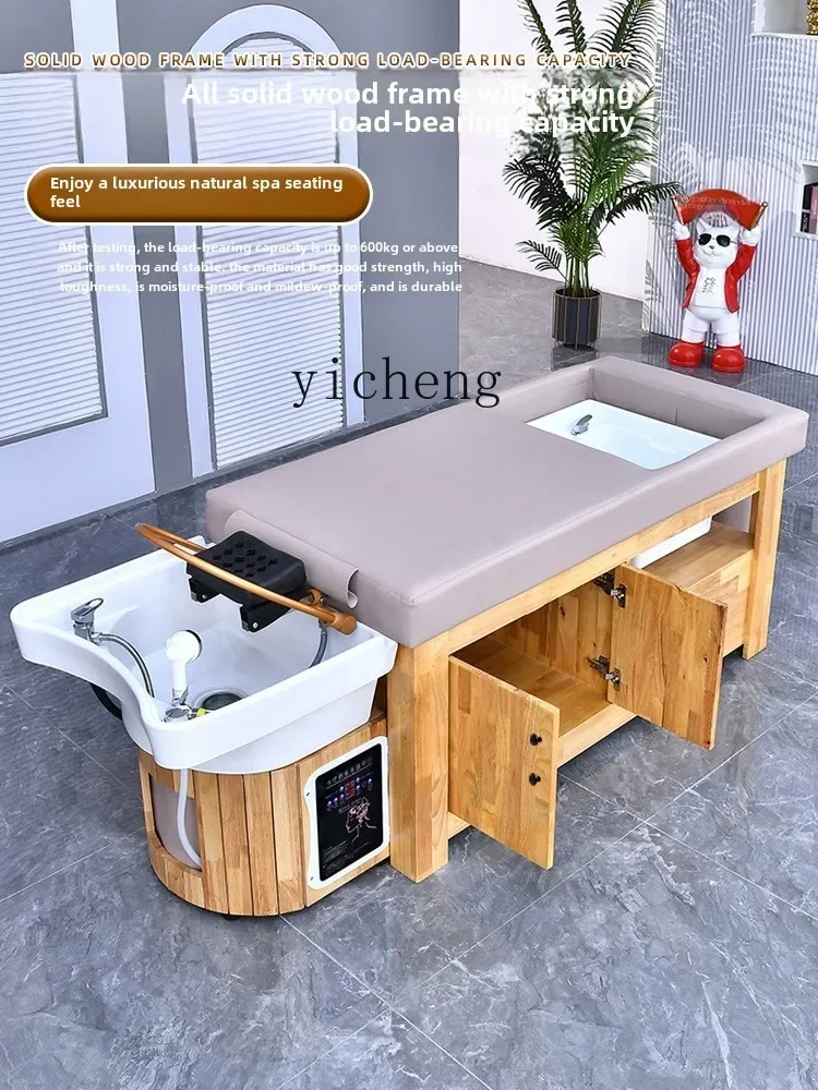 M1   Hair Salon Solid Wood Shampoo Bed Beauty Salon Hair Salon Caierdian Ceramic Basin Head Treatment Bed
