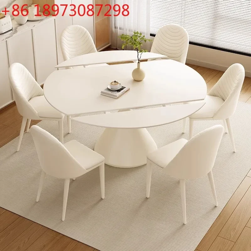 

Комплект обеденного стола и стульев Cream Wind Rock Board: квадратный и круглый, двойного назначения, современный, простой, для дома, с вращающейся столешницей.