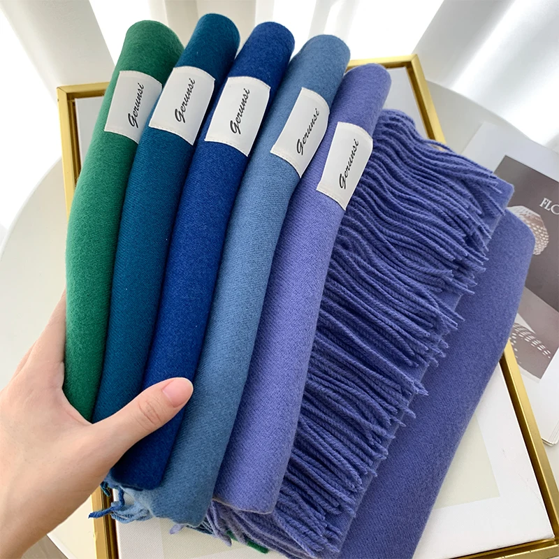 VISROVER new 34 colors woman cashmere winter scarf fashion female Wool handfeel Winter shawl  solid color winter wraps Gift