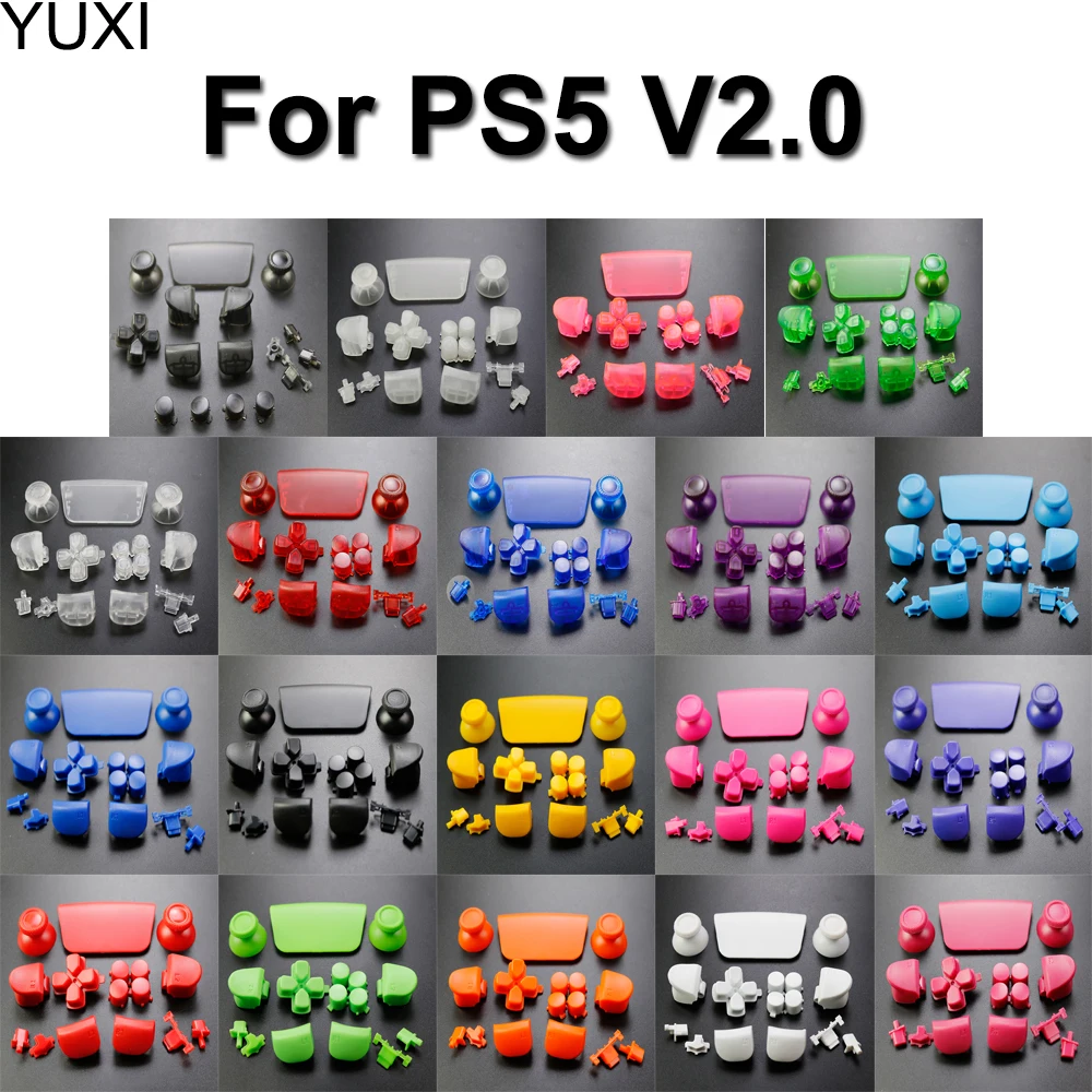 

YUXI 1Set L1 R1 L2 R2 Button D-pad Share Buttons Kit Joystick Caps Replacement For PS5 V2 2.0 Controller Gamepad