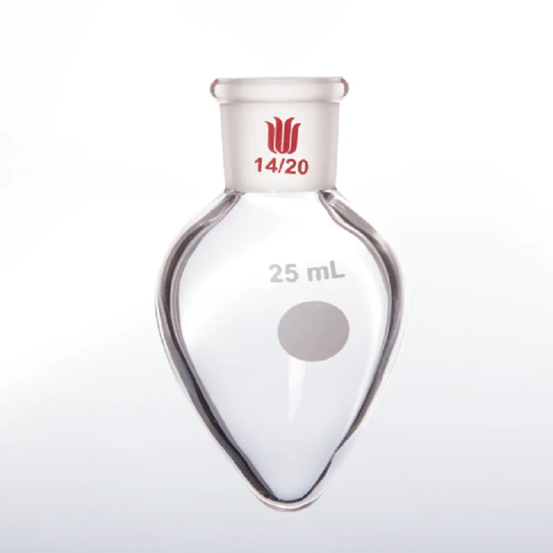 SYNTHWARE Thick walled heart-shaped flask, Pear shaped flask, Capacity 5mL 10mL 15mL 25mL 50mL, Borosilicate glass, F32