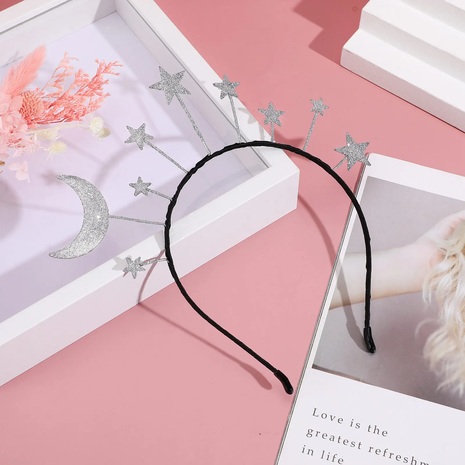 

Star Headband Accessories Silver Girls Stars Christmas Headband Party Cosplay Christmas Moon Ears Design Fashion Gifts
