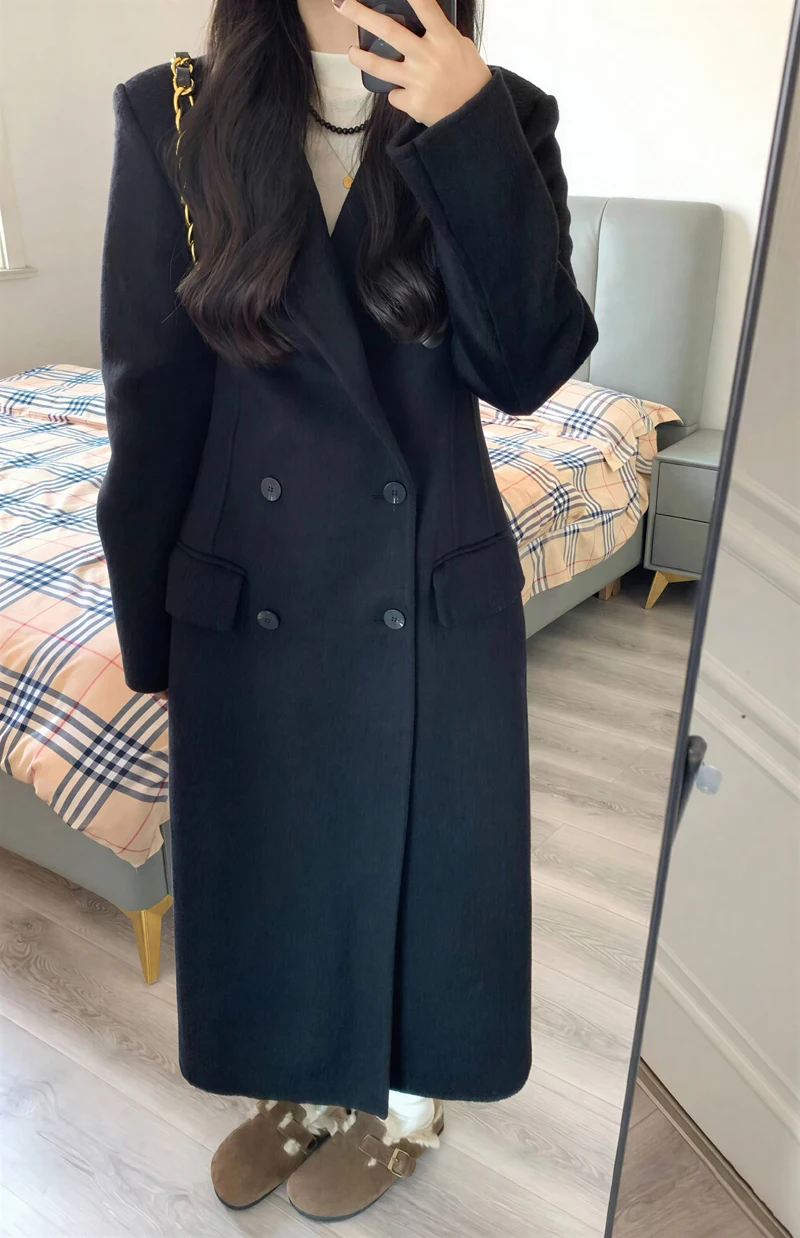 

Wool Blend Coats Womens Woolen Coat Fabric Winter Brocade Tartan Buttoned Sided Snap Closure Stand-Up Collar Drawstring Ribbed