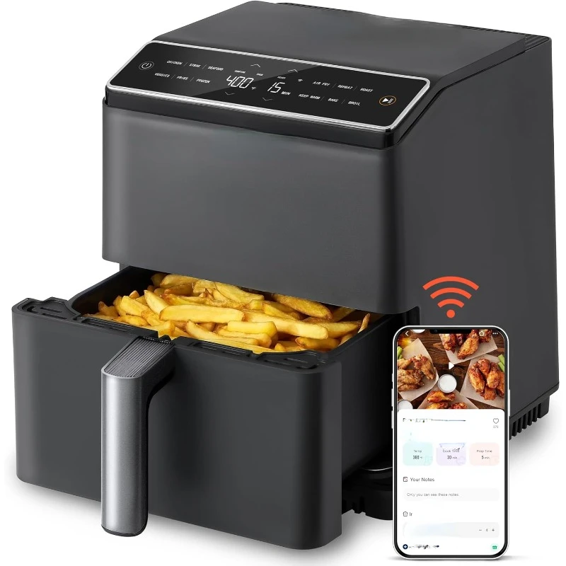 6.8Qt Air Fryer, 12-in-1 Dual Blaze for 360° Crispy Meals, No Shaking & Preheating to Fast Cooking with Bake, Roast, Broil