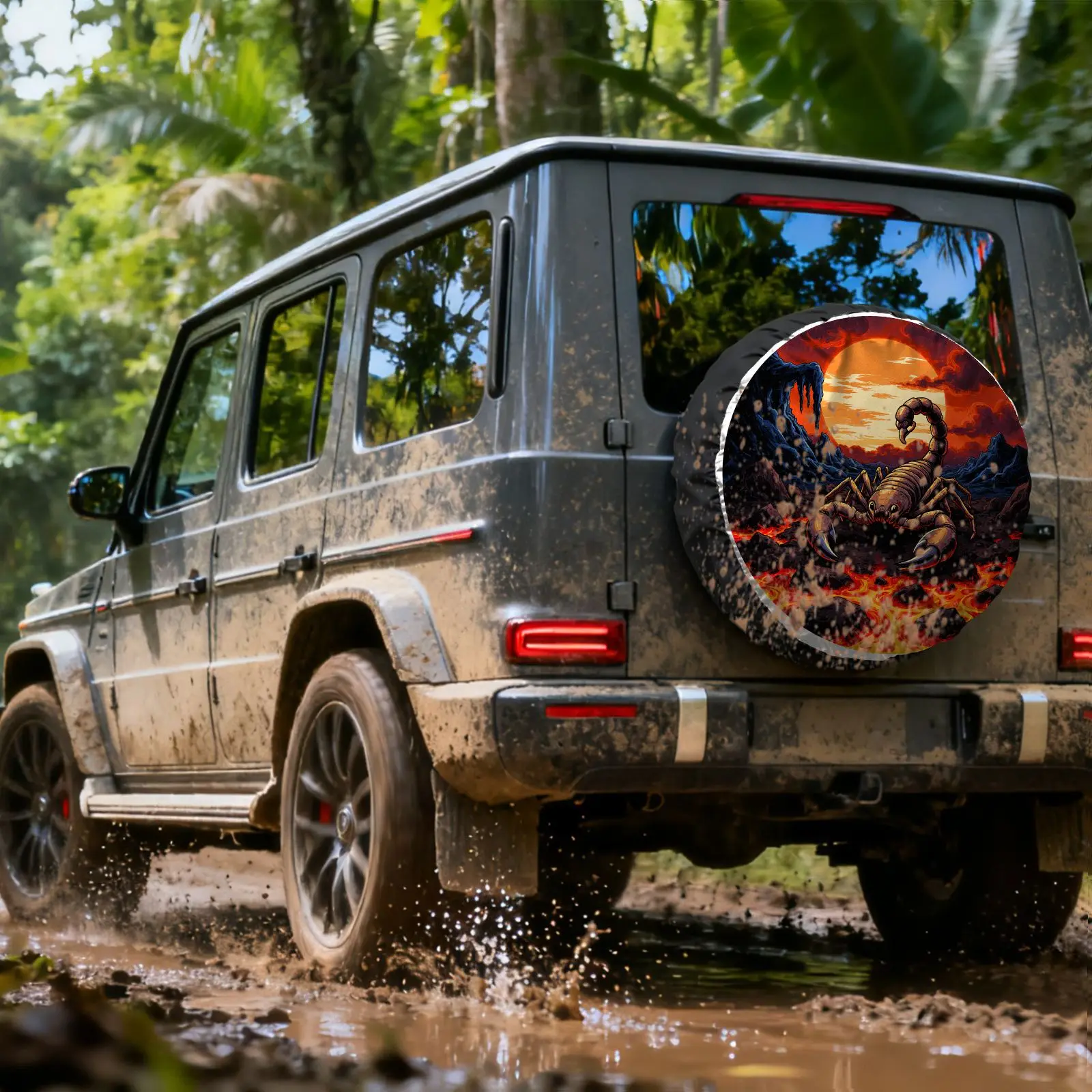 Giant Scorpion Print Tire Cover - Heavy-Duty Off-Road Fit For SUV, Truck, RV Wheel - All-Weather With Scorpion Logo Design (for