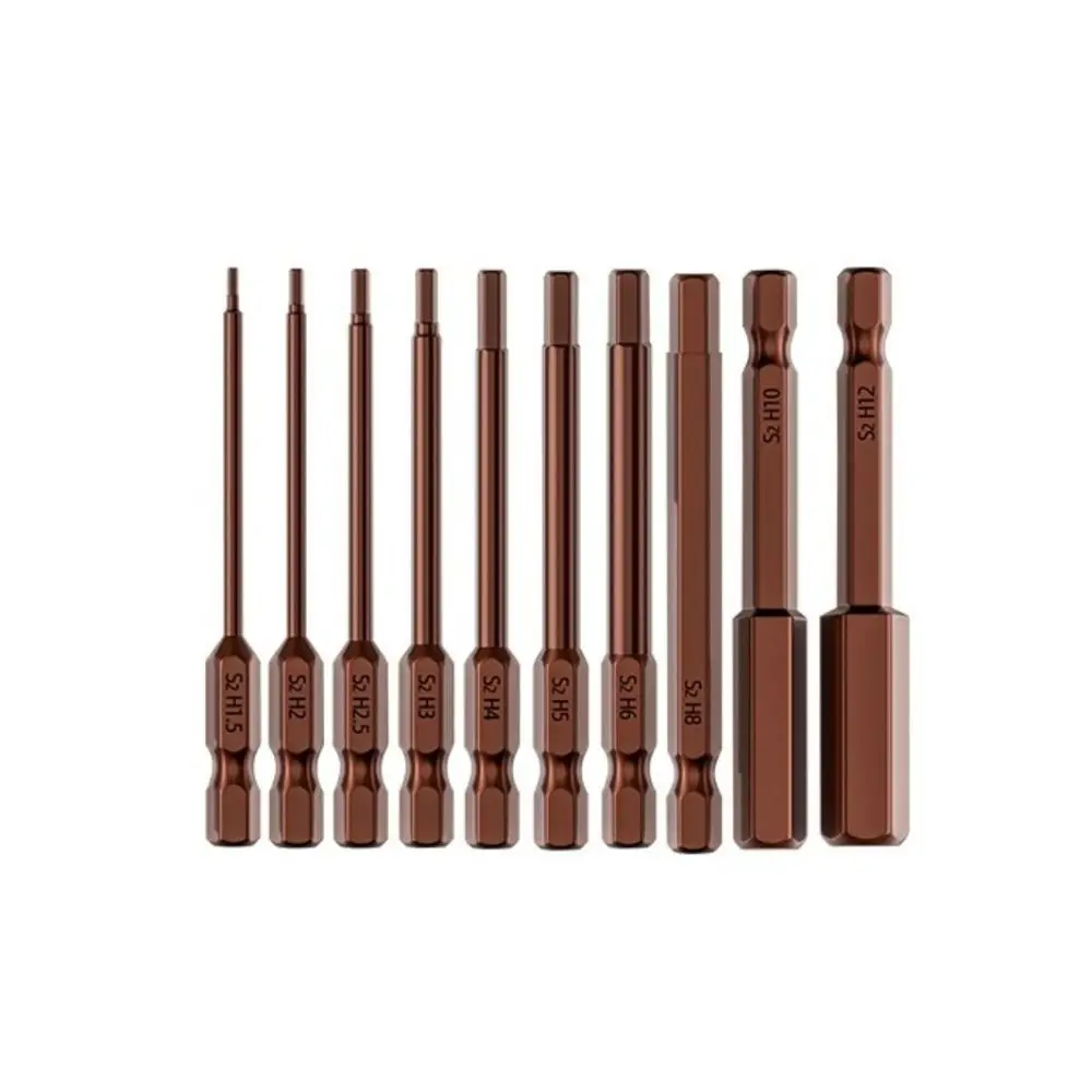 10 STKS 65 MM Inbussleutel S2 Staal Magnetische Tips Hex Bits Set Inbussleutel Quick Release Adapter Elektrische Boormachine