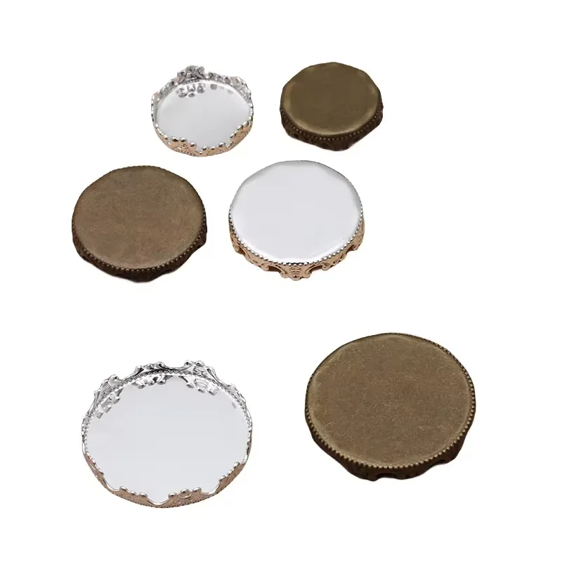 BoYuTe (50 Pieces/Lot) Crown Lace Bezel Tray Round Cabochon Setting Blank Base Time Gemstone Tray DIY Jewelry Making Findings