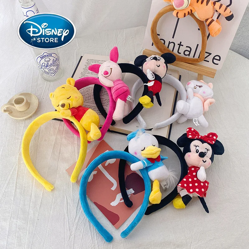 Disney Cute Plush Doll Headband Cartoon Hairpin Headwear Mickey Mouse Stitch Donald Duck Headband For Adults Minnie Ear Headband