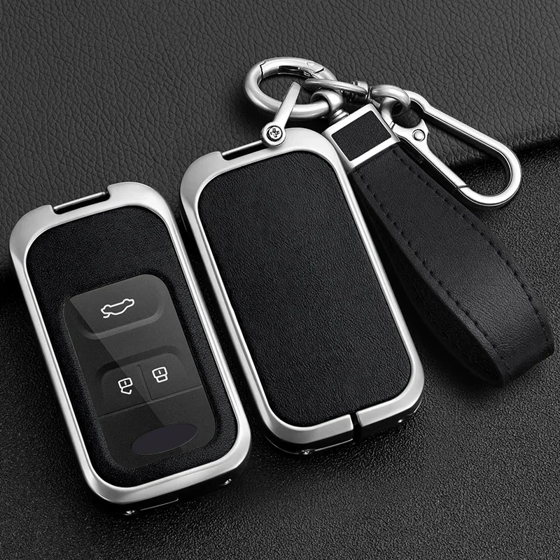 

Zinc Alloy Leather Car Key Case Shell Protect Cover For Chery Tiggo 3 5X 4 8 Glx 7 2019 2020 With Keychain Auto Key Accessories