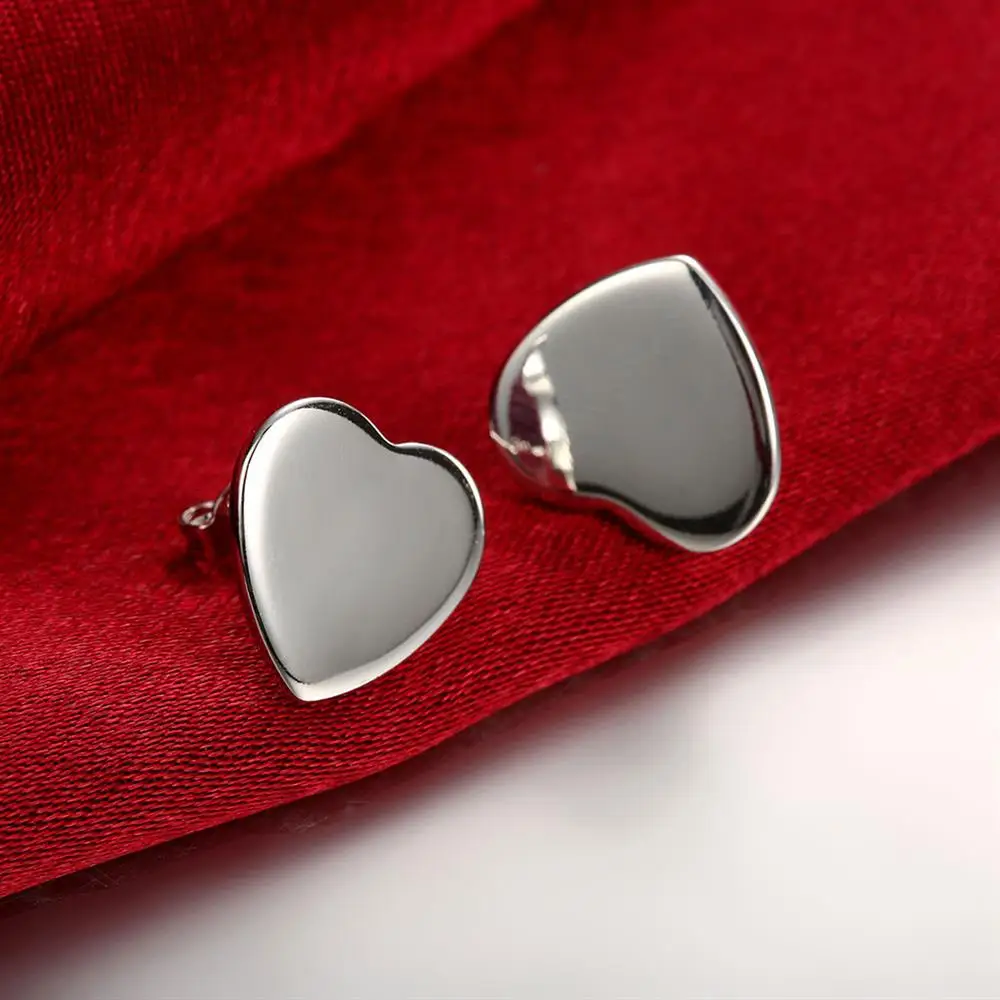 

Hot Sale Jewelry 925 Sterling Silver Earring Fashion Woman Exquisite Heart Ear Studs Gifts Birthday Party Gift