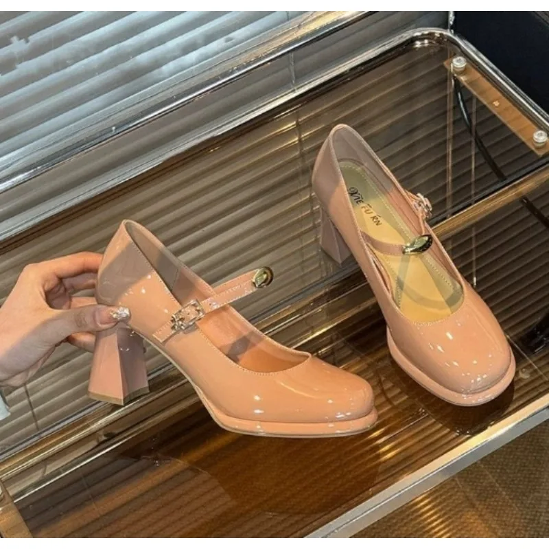 

New Style Popular Women Designer Thick Heel Women Mary Jane Shoes Fashion Shallow Shoes Ladies Elegant Party Dress Pumps Shoes