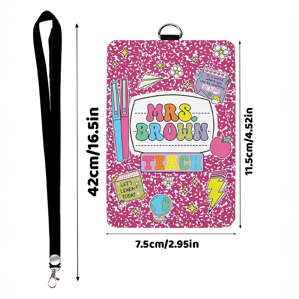 Custom Name Teacher Lanyard Card Holder,Unique Keepsake,Holiday Presents,School Staff, Work ID,Daily Office Badge Organizer