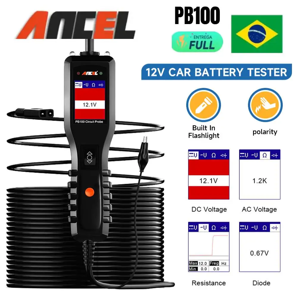 

Ancel PB100 24V 12V Power Scanner Automotive Circuit Tester Power Circuit Probe Kit Electrical System Mechanical Workshop Tools