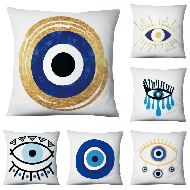 Evil Eye Symbol Art Print Cushion Cover Pillows Case Decor Home Living Room Sofa Square Throw Pillowcase for Office Chair Seat