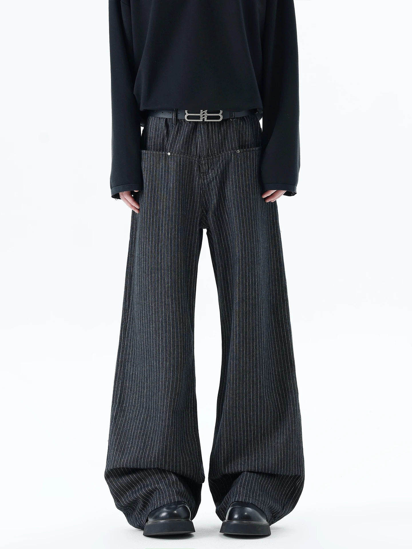 

Мужские джинсы Boyue в американском ретро-стиле: широкие, свободные, прямые, с эффектом драпировки, повседневные, универсальные, длинные брюки из денима.