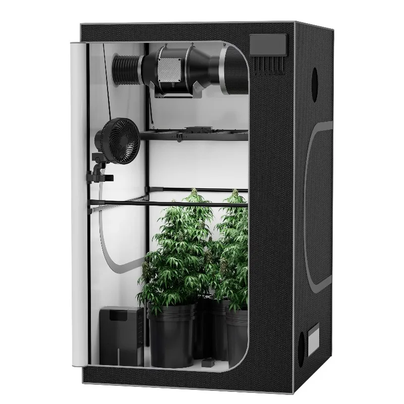 Grow Tent Kit High Reflective with Observation Window Greenhouse Set for Growing Plants Indoor Gardening Equipment