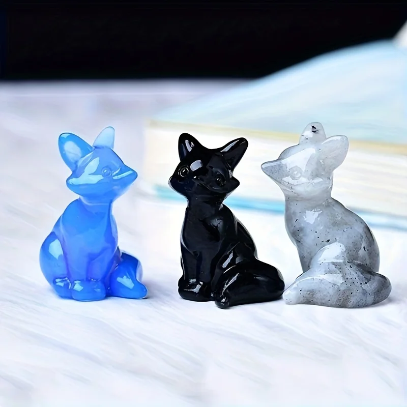 1 Stück Kristall-Fuchs-Skulptur, Taschendekoration, Heimdekoration, loser Stein, Tierstatue, Kristallstatue, Geschenk