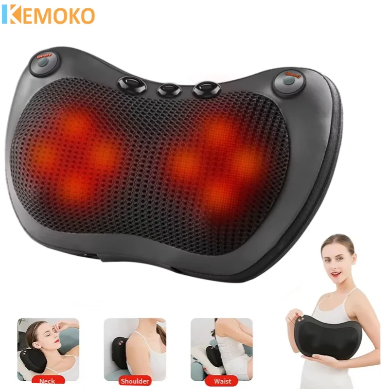 

Shiatsu Neck Massager Neck Massage Pillow Heating Car Pillow Back Massager Pain Relief Vibrating Headrest Head Cervical Pillow