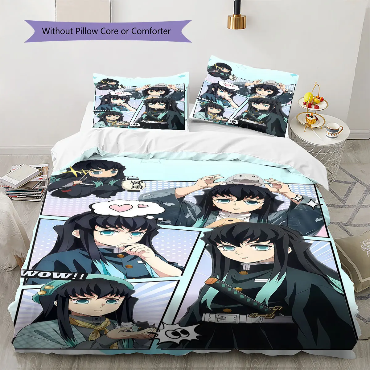 Demon Slayer Kimetsu no Yaiba Comfor Duvet Cover Kid's Bedding Set,Extra Large Size Holiday Gift Various Sizes Available -HE11