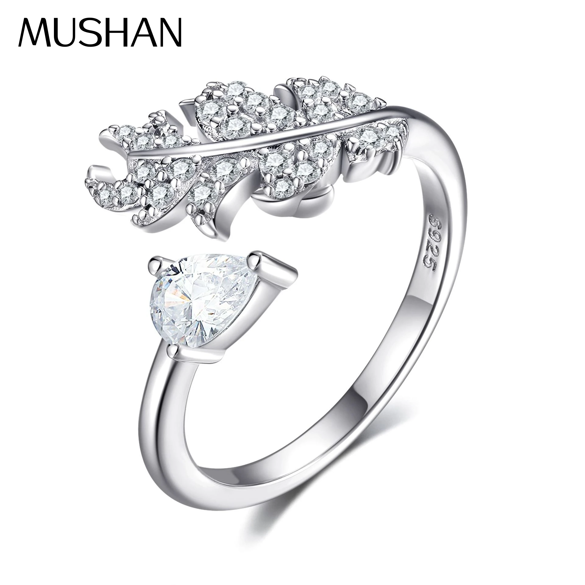

MuShan Luxury Jewelry 925 Sterling Silver Ring Cubic Zirconia 5A Grade Princess Formal for Her Rhodium Plated Fine Jewelry Rings