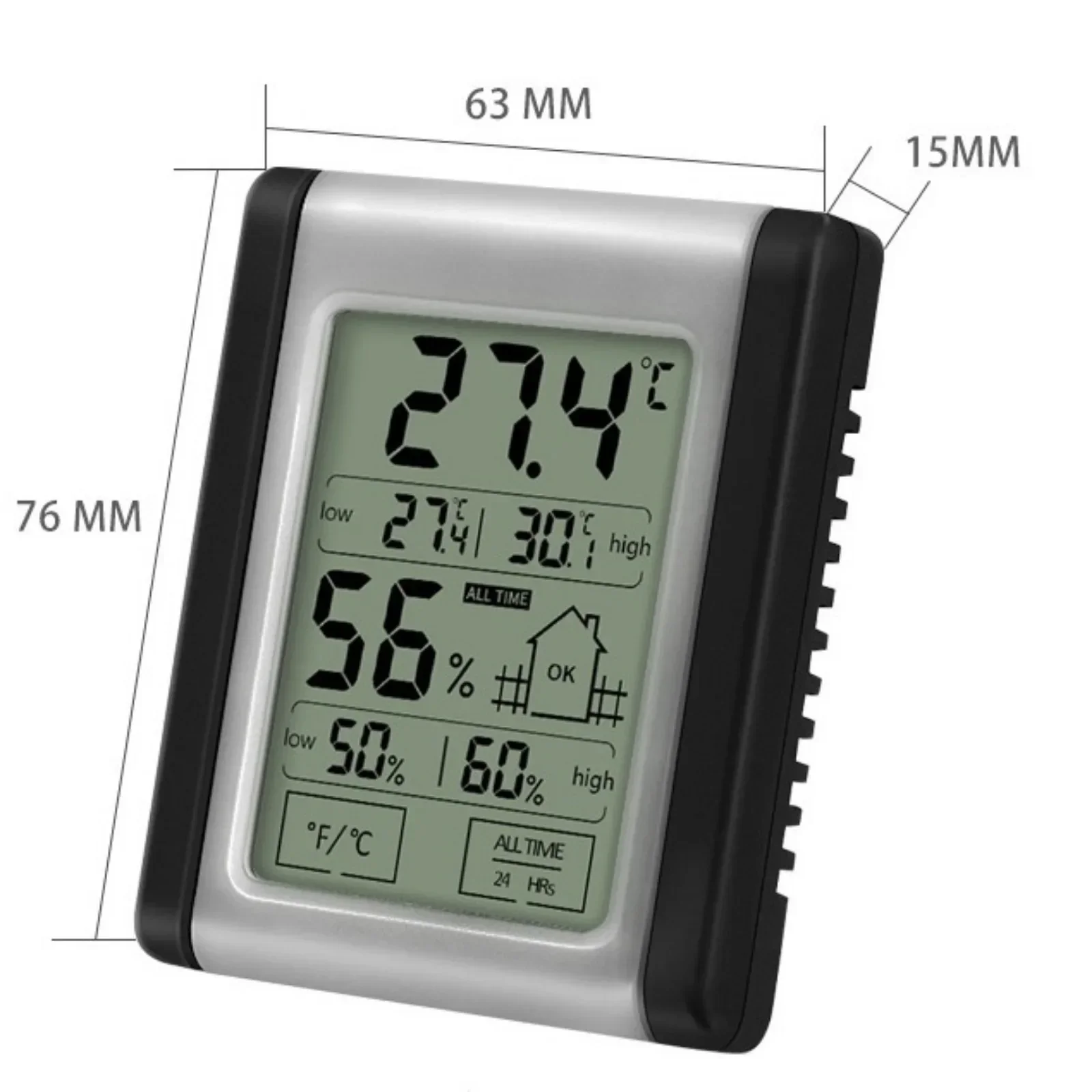 Temperature and Hygrometer High-Precision Indoor Household Temperature and Humidity Meter Touch Screen with Magnetic Attraction