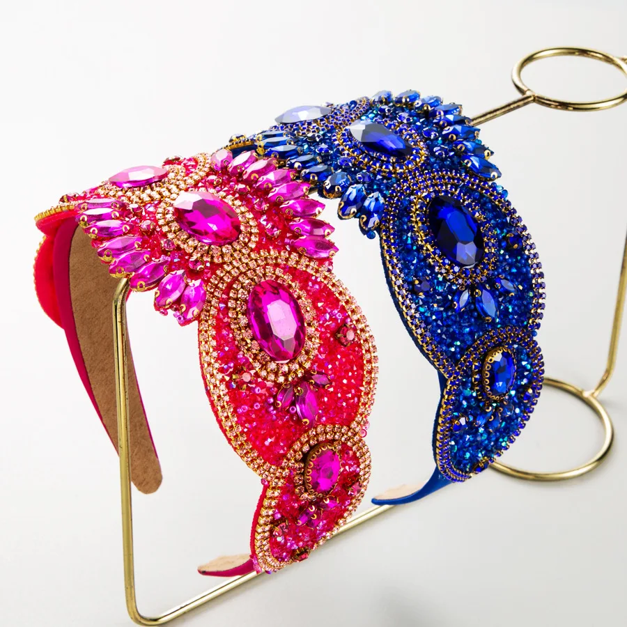 

Statement Large Crystal Headband Statement Rhinestone Encrusted Hairband Bling Nightclub Hair Hoop Runway Show Headpiece