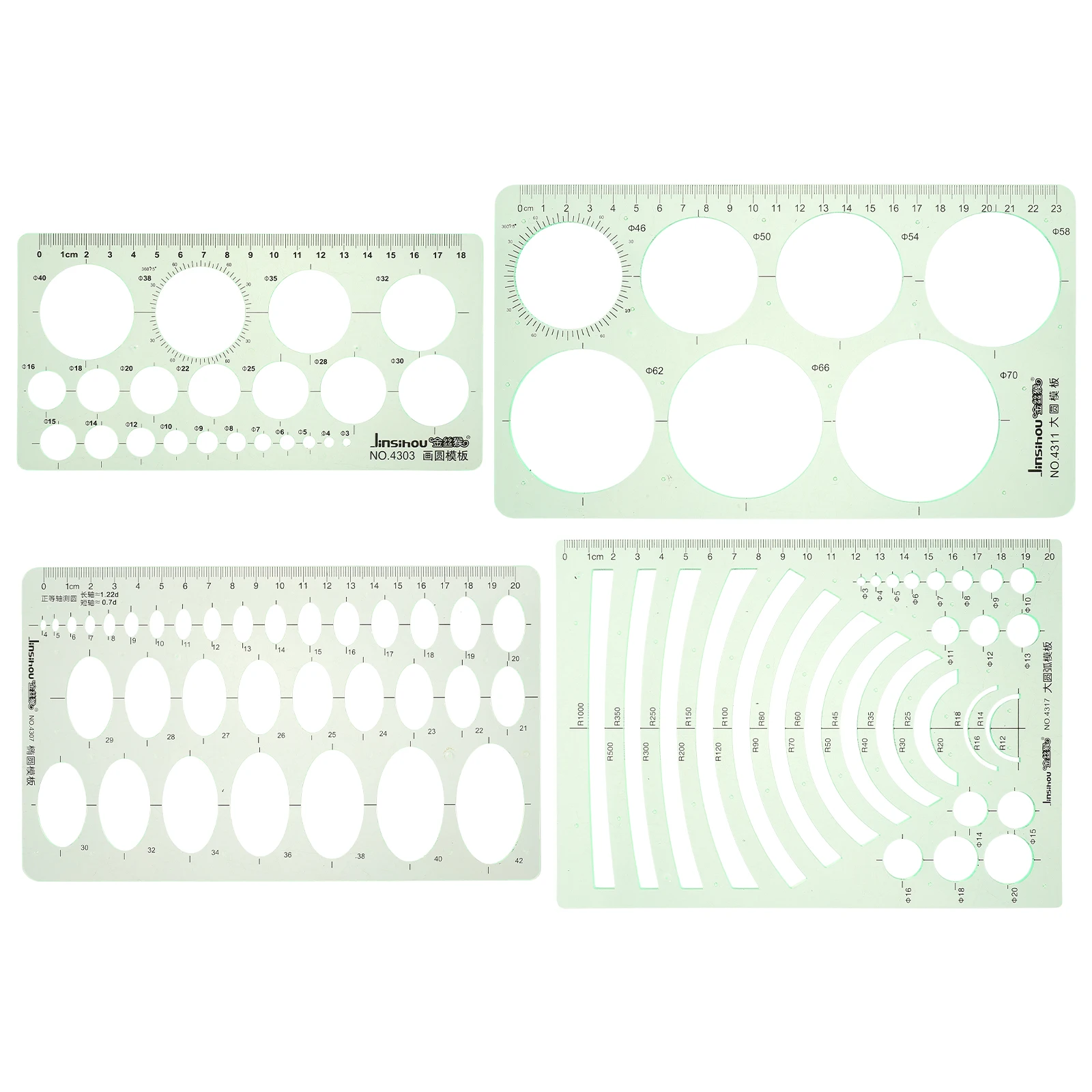 4 Pcs Round Geometric Drawing Template Ruler Stencils for School Plastic Drawings Design Templates