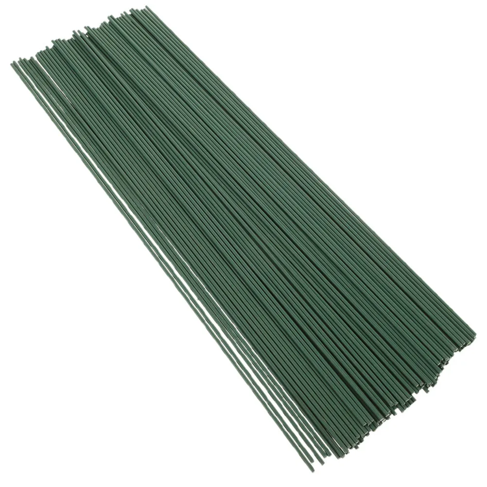 60Pcs Green Artificial Flower Wire Stems 40cm for DIY Crafts Bouquets Wreaths Floral Arrangement Supplies Green Floral Stems
