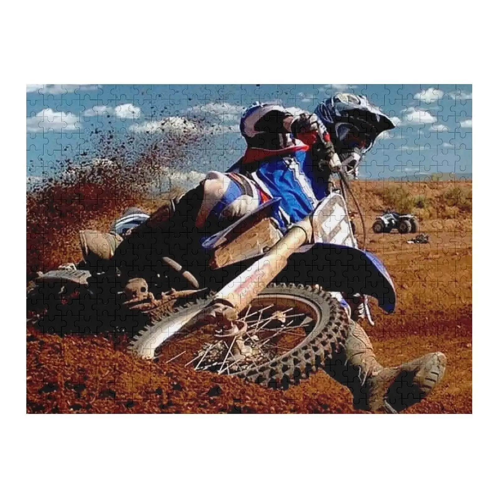 

MOTOCROSS: Винтажный пазл с рекламным принтом для гонок на мотоциклах, деревянный пазл на заказ