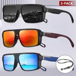 CRIXALIS 3 Pieces Outdoor Polarized Sunglasses Men Women Fashion Sport Fishing Sun Glasses Male Square Driving Shades UV400