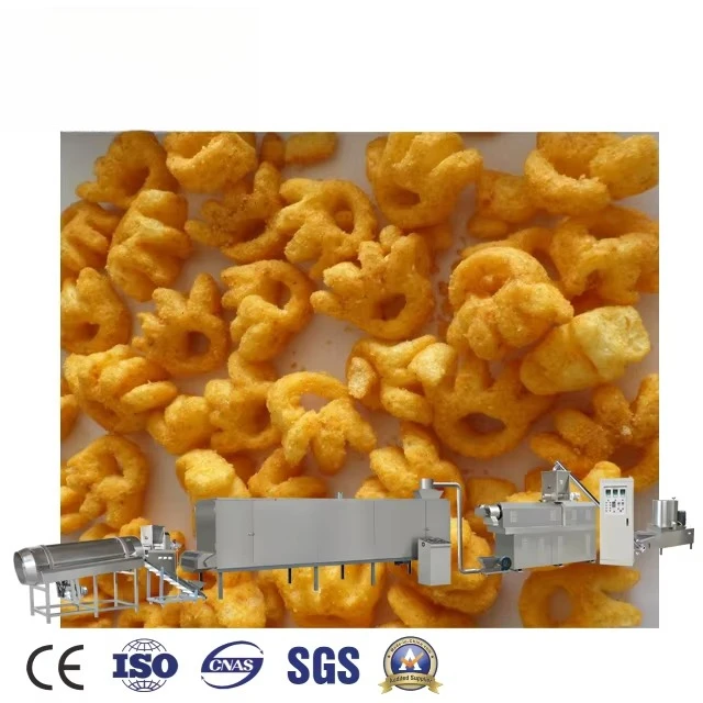 Puffed Corn Snacks Making Machine High Accuracy Corn Ball Corn Circle Puffing Food Snacks Twin Screw Extruder Production Line