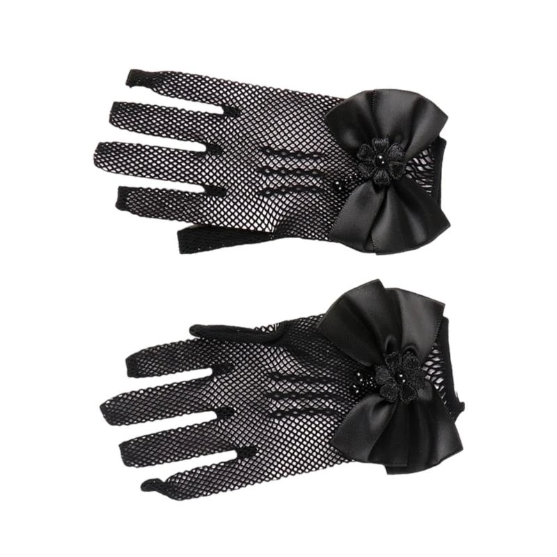 Verfijnde handschoenen zoete visnet wanten voor meisjesjurken jurk met kant