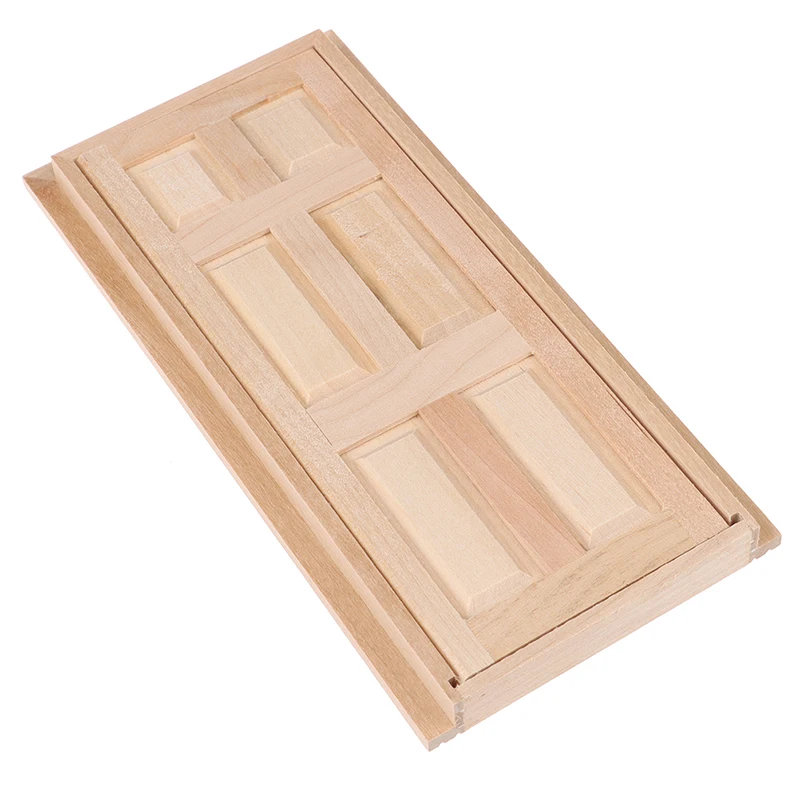 1Pc 1/12 Poppenhuis Miniatuur 6 Paneel Interieur Houten Deur DIY Meubelaccessoires