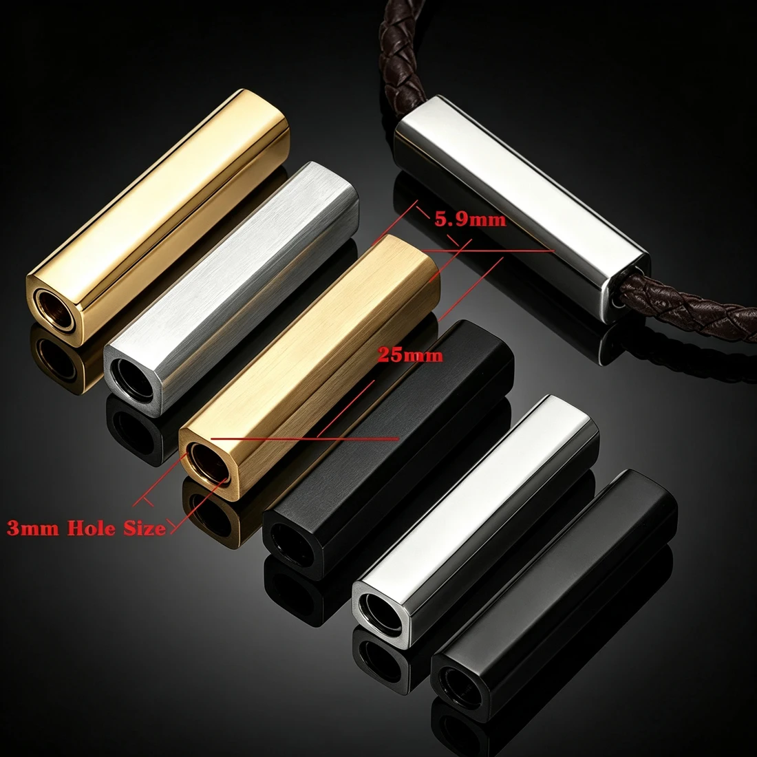 10Pcs Rectangle Stainless Steel Magnetic Clasps Tube Magnet Buckle For Braided Leather Cord Bracelet DIY Jewelry Making Findings