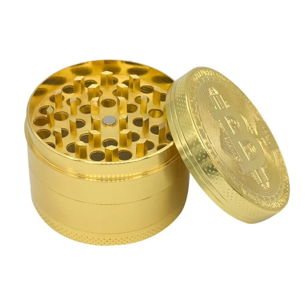 50/60 مللي متر بيتكوين على شكل عشب طاحونة 3/4 طبقة معدنية دليل كسارة التوابل للمطبخ التدخين اكسسوارات