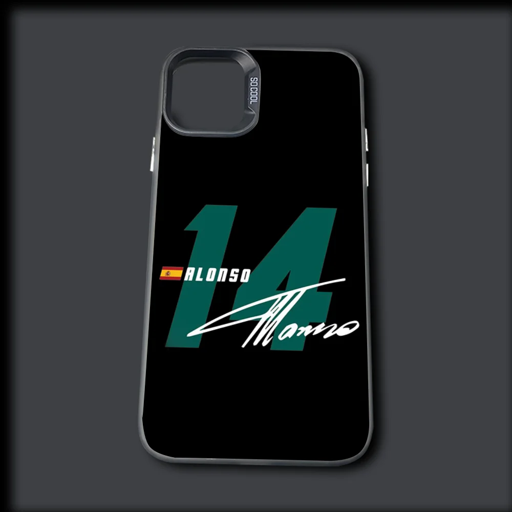 레이싱 드라이버 F-Fernando Alonso 전화 케이스 iPhone 16,15,14,13,12,11,Mini,Pro,MAX 그레이 드롭 매트 충격 방지 소프트 커버