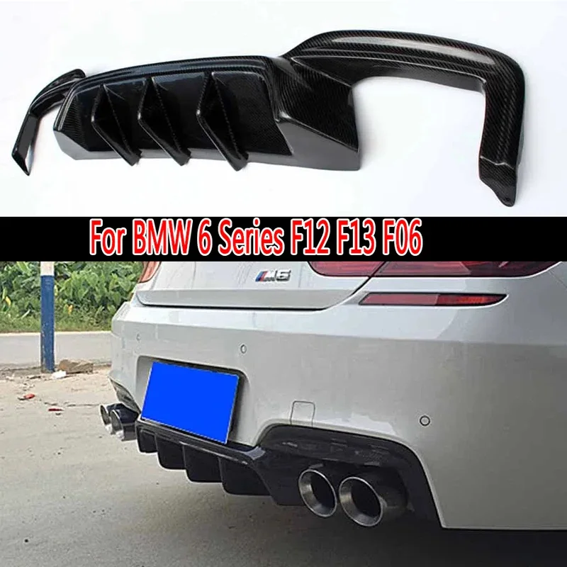 For BMW 6 Series F12 F13 F06 Carbon Fiber Car Rear Bumper Diffuser Rear Splitters Spoiler with lamp Back lip Car Accessories