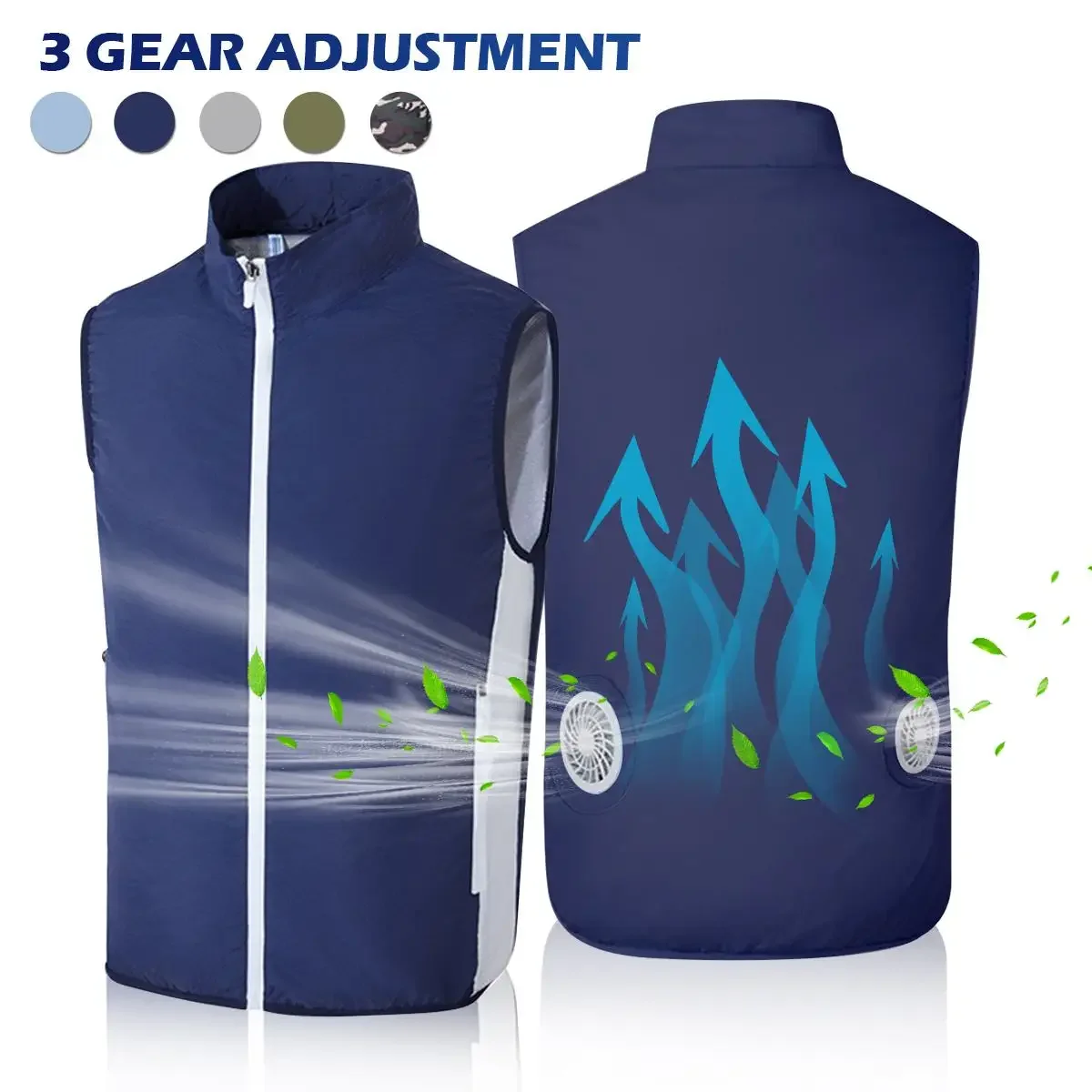 Veste de refroidissement d'été pour hommes, veste de ventilateur, vêtements de climatisation USB, refroidissement décontracté, imperméable, fibre de verre de travail, camping et course