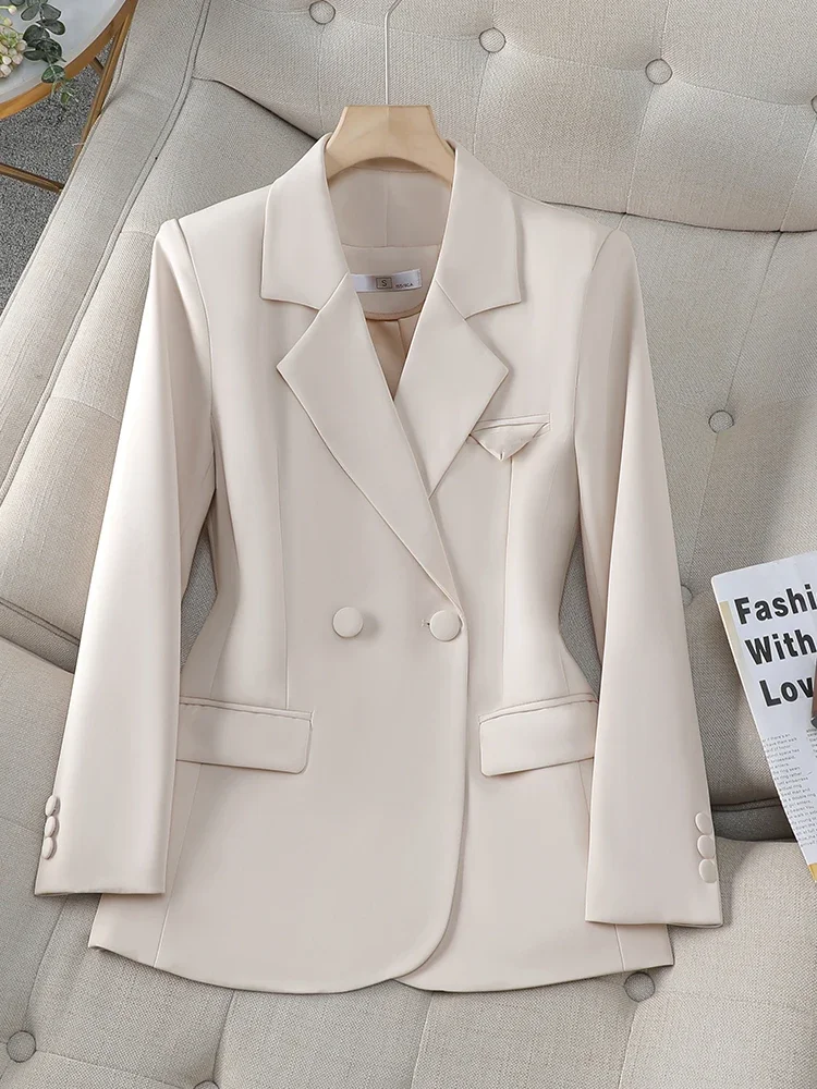 

Fashion Autumn Winter Long Sleeve Blazer Women Apricot Black Brown Female Solid Ladies Jacket Coat For Business Work Wear
