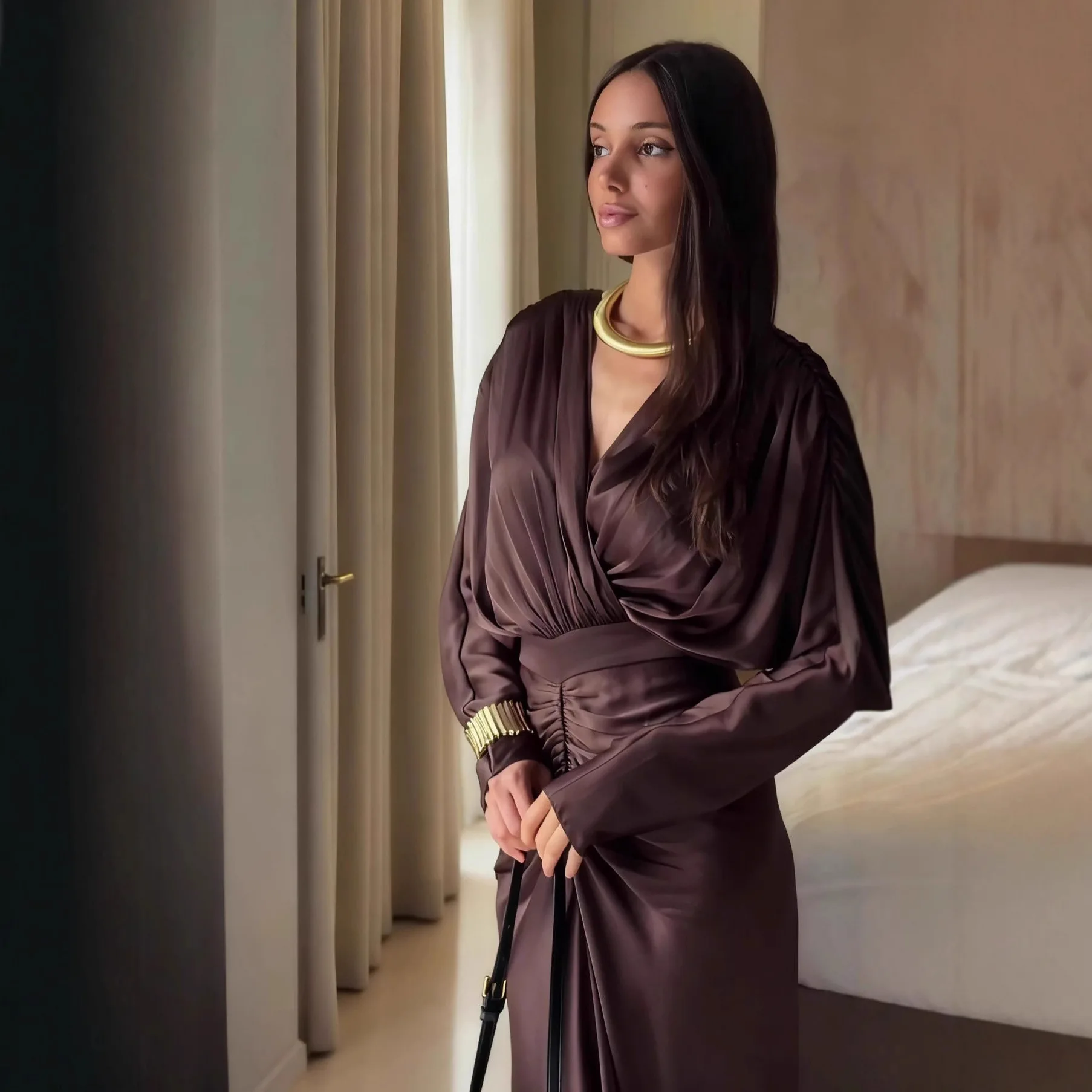 Ele Gonna a trapezio lavorata a maglia a vita alta lunga in puro colore pieghettato da donna Dr Commute Sle Tessuto in poliestere Stampa floreale