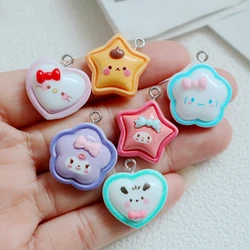 10PCS Cute Cartoon Star Love Resin Pendant Bow Smiling Lucky Shiny Fashion DIY Necklace Earrings Bracelet Keychain Accessories