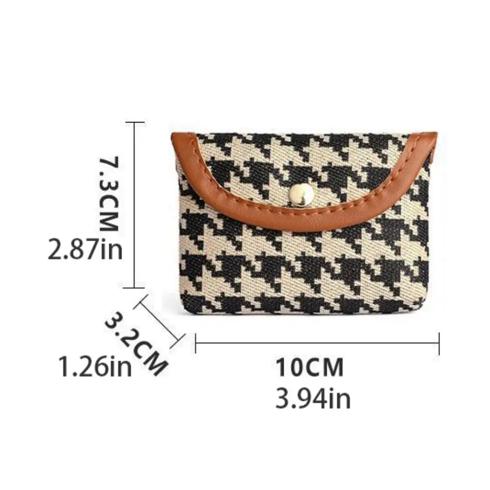 Korean Mini Square Plaid Canvas Lattice Coin Purse Double Layer Large Capacity Storage Bag