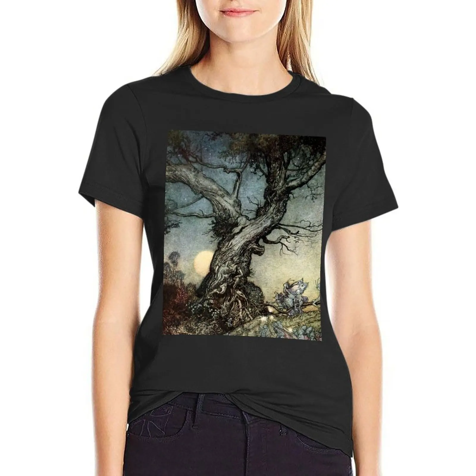 Fairy Folk Tree - Imagina - Arthur Rackham T-Shirt cute tops quick-drying tops t-shirts for Women graphic tees funny