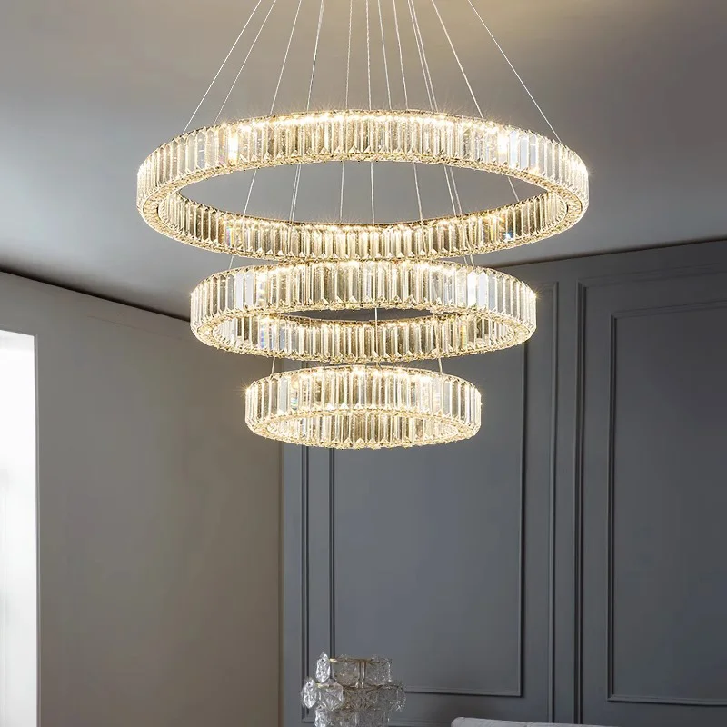 

Modern Luxury Living Room Circular Crystal Chandelier Hotel Villa Bedroom Dining Home Lighting Decoration Lamp Pendant Lights