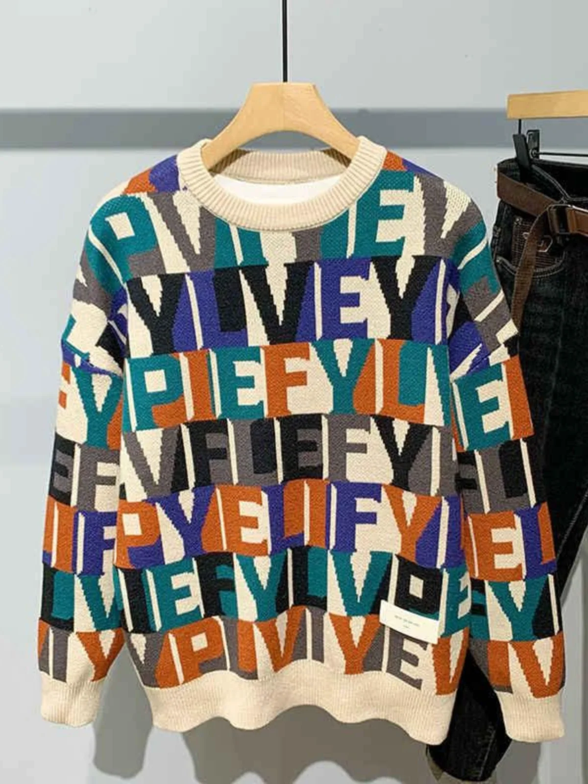 

Модный вязаный свитер с цветными блоками, мужская толстовка на молнии, корейский стиль, премиум-класс, длинный рукав, круглый вырез