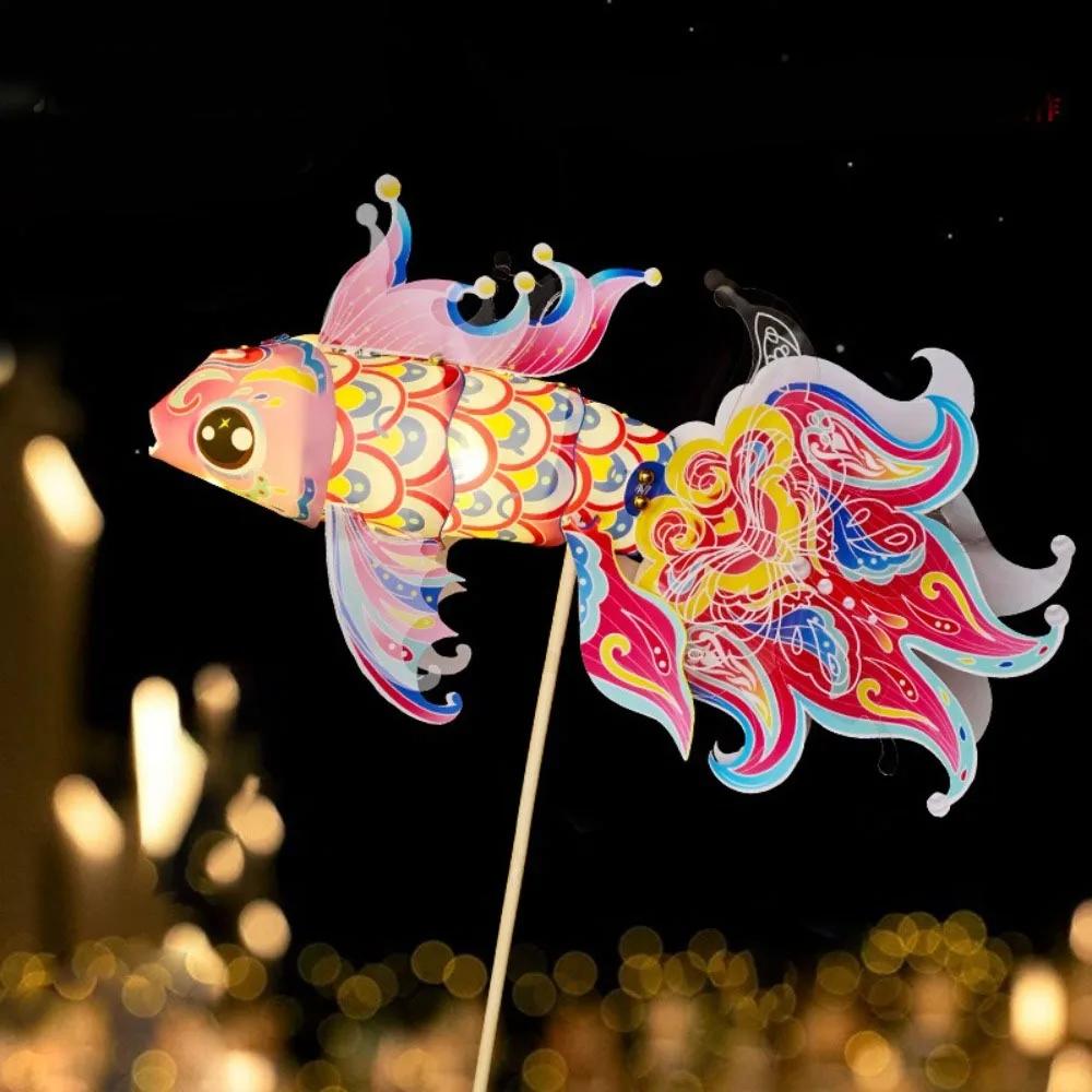 Handmade Diy Mid-Autumn Festival Lantern Blessings Good Luck Fish Lantern Luminous Chinese Traditional